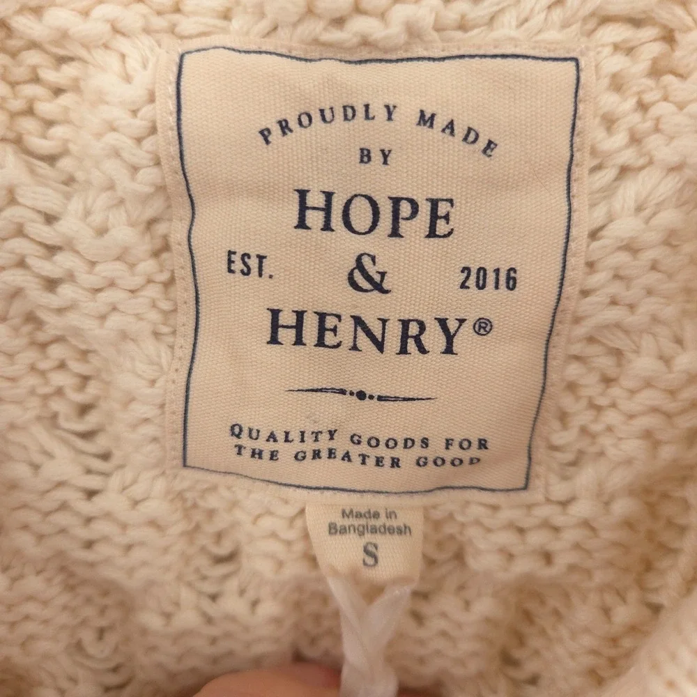 Hope‎ and Henry NWT  fishermen cable knit pullover sweater Size S organic cotton